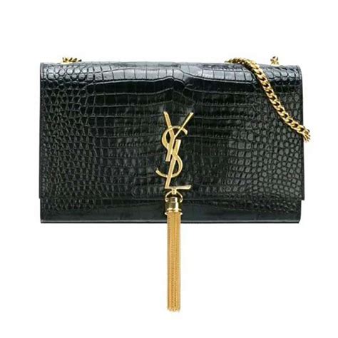 ysl kate croc tassel|YVES SAINT LAURENT Kate Tassel Crocodile Embossed .